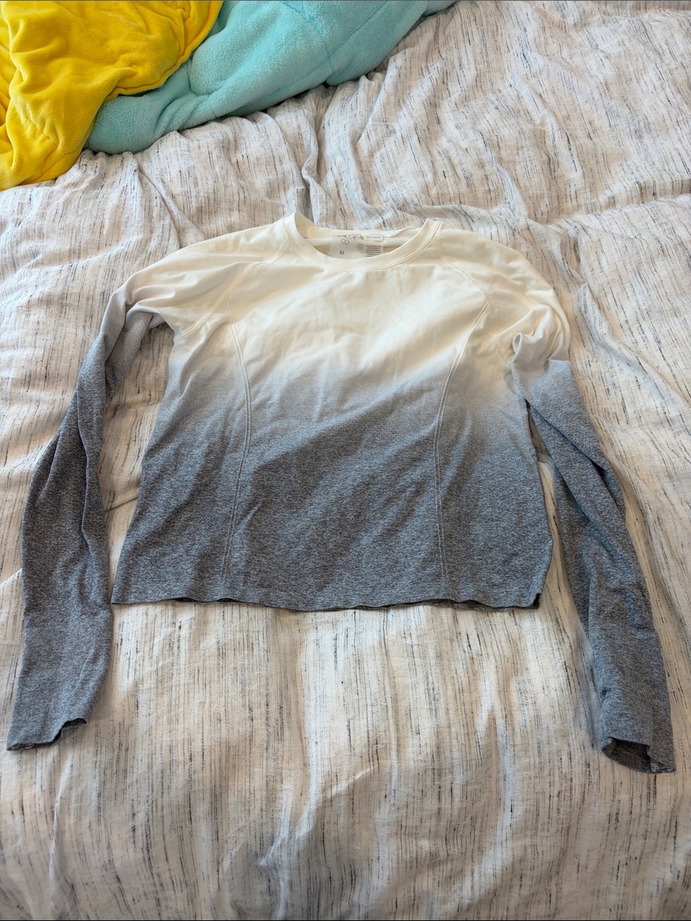 CALIA by Carrie Underwood White to Gray Ombre Long Sleeve Crewneck